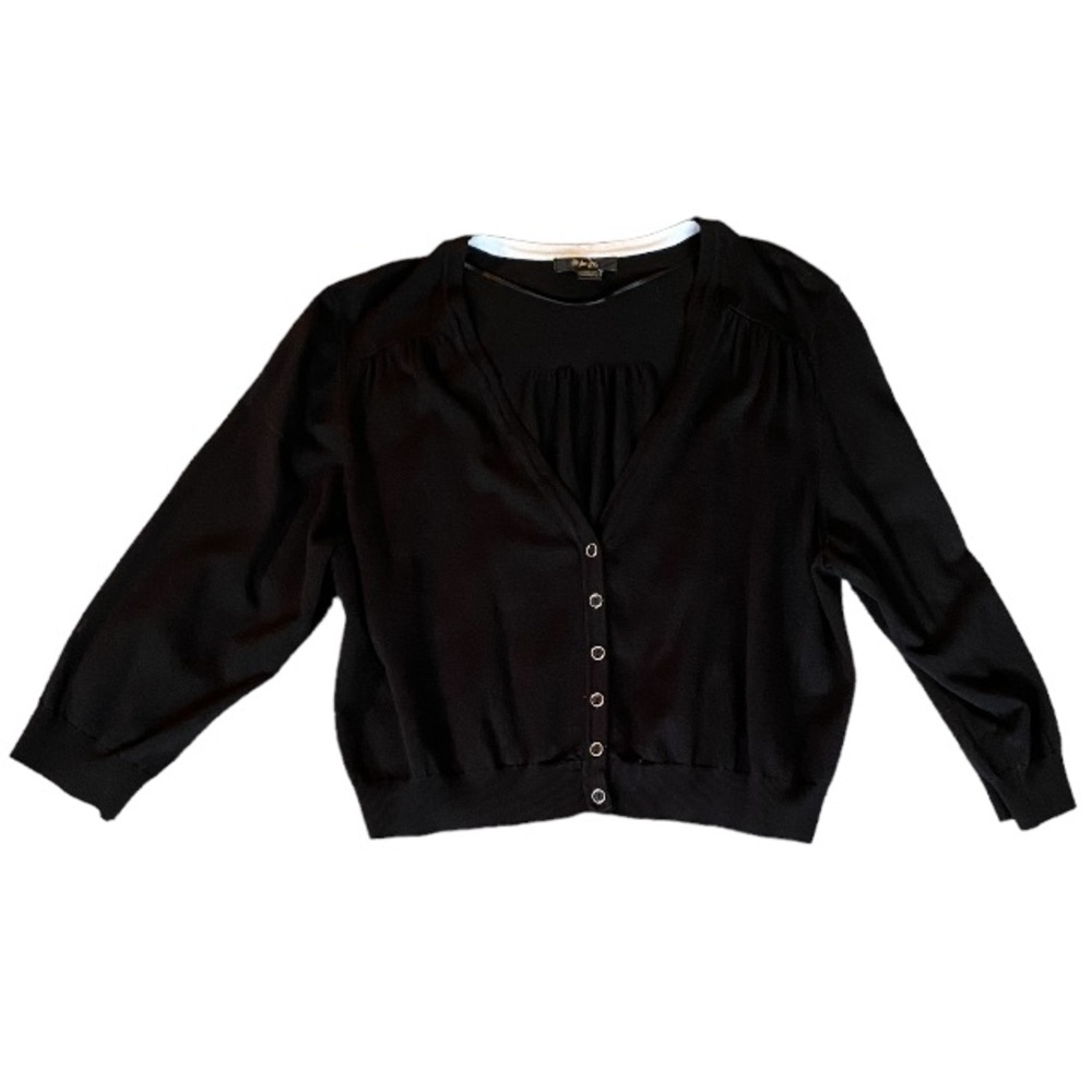 Cropped black sweater Style & Co 3/4 sleeve size 3X EUC